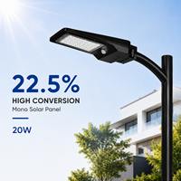 Lampe solaire intégrée PRO 20W 3000lm IP65 à fixer sur poteau ou mur, 3 températures de couleur, angle de détection 120°, LED pour extérieur, maison, jardin, parc