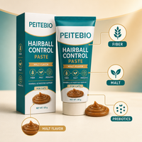 Pâte anti-boules de poils PEITEBIO pour chats avec fibres de malt et prébiotiques, saveur malt, soutien digestif et anti-boules de poils, 120g