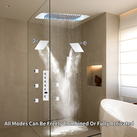 Système de douche numérique Weihao avec affichage LED, pommeau de douche pluie 10 pouces, jets, finition laiton brossé, valve en céramique, design moderne, garantie 5 ans