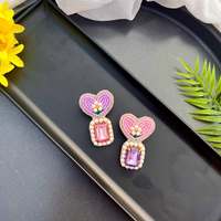 Anting-anting manik-manik boho buatan tangan, perhiasan manik biji gantung untuk wanita, aksesori pernyataan mode etnik yang stylish