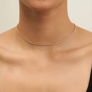 Collana girocollo eManco in acciaio inossidabile stile minimalista con zirconi cubici color <span class=keywords><strong>oro</strong></span>/argento per uso quotidiano, appuntamenti e feste - Product Image 3