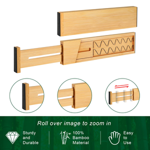 Organiseurs de tiroirs de cuisine 100% bambou, réglables et extensibles, lot de 4 - Product Image 3