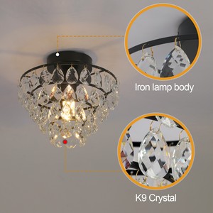 Modern Crystal Chandelier Ceiling <b>Light</b> Surface Mounted Crystal Ceiling Lamp for Living Room <b>Kitchen</b> Bedroom - Product Image 5