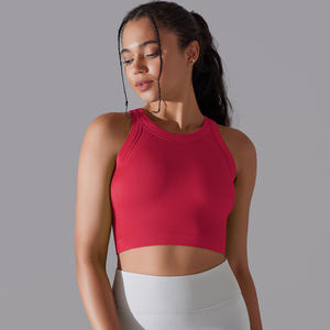 Haut de sport décontracté sans bretelles en nylon/élasthanne tricoté pour femme, soutien-gorge une pièce sexy sans couture, sans armatures, respirant et à séchage rapide - Product Image 4