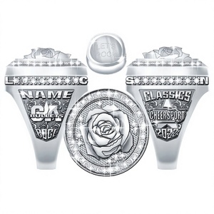 แหวนรูปหัวใจประดับอัญมณีสำหรับผู้ชายชุบทองคำสีกุหลาบคุณภาพสูงปี 2025 ออกแบบเฉพาะบุคคลสำหรับการแข่งขันกีฬา - Product Image 1