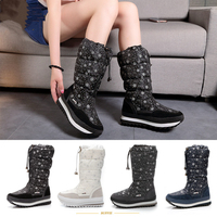 Bottes d'hiver pour femmes adultes résistantes au froid, hauteur genou, avec cordon de serrage réglable, doublure en fourrure, durables, antidérapantes, pour la neige