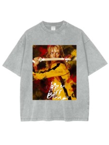 Kill Bill Maternal Instinct Camisetas Verano 100% Algodón Hombro caído Cuello redondo Peso pesado Lavado ácido - Product Image 3
