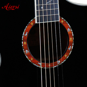 Aiersi Marka Siyah Renkli <span class=keywords><strong>40</strong></span> İnç Uzay Yıldızı Tasarımlı Parlak Boyalı Solid Top Akustik Gitar - Product Image 2