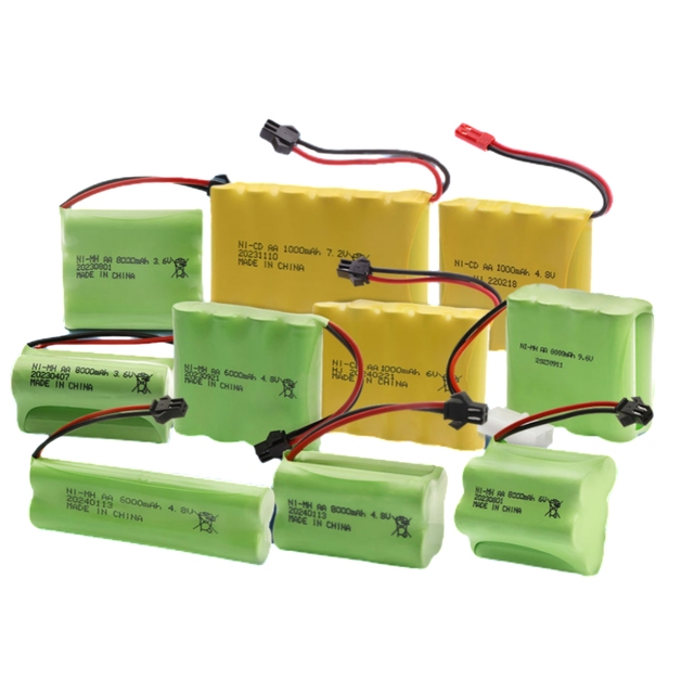 OEM ODM NICD Ni cd Nimh NI MH Battery AA AAA 100~5000mAh 1.2V 2.4V 3.6V 4.8V 6V 7.2V 8.4v 9.6V Rechargeable 1.2v Battery Pack