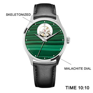 Montre automatique OEM avec logo personnalisé, 39 mm, acier 316L, cadran saphir vert malachite, roue d'équilibrage ouverte à 12 heures, GM0058 - Product Image 3