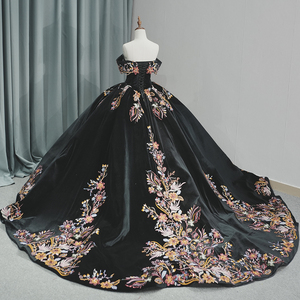 Robe de bal haut de gamme Flower Fairy en dentelle noire avec appliques, sans manches, dos nu, traîne cathédrale scintillante, pour bal de promo et occasions formelles 6693 - Product Image 6