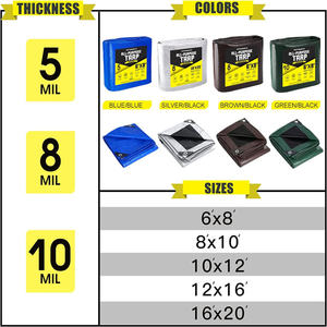 Telo in Polietilene Impermeabile Multiuso Resistente YRH 30X50ft, Rotolo di Tela Cerata in PE PVC - Product Image 5