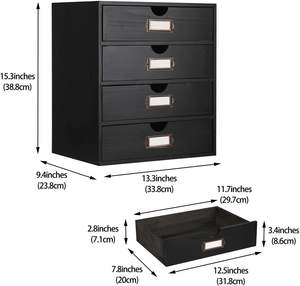 Rangement <span class=keywords><strong>en</strong></span> <span class=keywords><strong>bois</strong></span> Boîte de rangement de bureau avec 4 tiroirs Support d'accessoires de bureau Grand conteneur de stockage artisanal Armoire de <span class=keywords><strong>pharmacie</strong></span> pour femmes a - Product Image 3