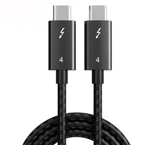 Thunderbolt4 5A/20V tipe-c ke tipe-c 0.5m 40gbps kompatibel dengan USB4 bersertifikat CE FCC kabel Data USB