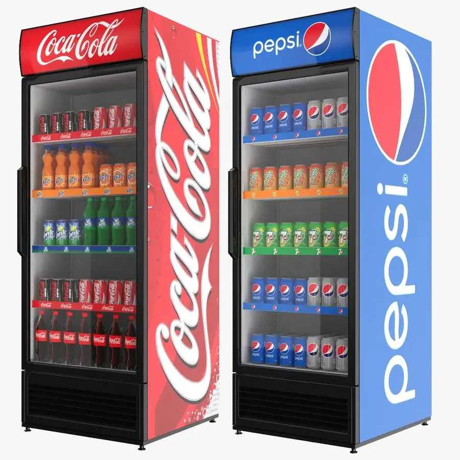 음료 디스플레이 및 프로모션 수직 냉동고를위한 유리 도어가있는 저렴한 가격의 펩시 음료 냉장고