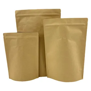 Pabrik disediakan Kraft coklat berdiri Biodegradable Doypack Digital Printing Resealable Kraft tas kertas dengan katup