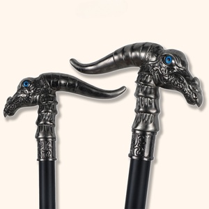 Canne de marche vintage en argent avec poignée en forme de chèvre démoniaque, bâton de marche rétro pour costume de gentleman, idéal pour collection ou cadeau d'Halloween - Product Image 2