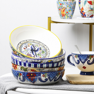 Piatto Fondo in Ceramica Personalizzabile da 8 Pollici, Stile Americano con Motivo Vegetale Ecologico, per Riunioni Familiari, Matrimoni e Feste - Product Image 4