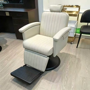 Fauteuil de Barbier Moderne en Cuir avec Rotation à 360 Degrés et Pompe Hydraulique pour Salons de Coiffure et Instituts de Beauté - Mobilier de Salon Commercial - Product Image 1