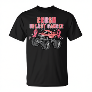 T-shirt rose Monster Truck pour enfants, vêtements promotionnels de sensibilisation au cancer du sein pour les tout-petits garçons - Product Image 2