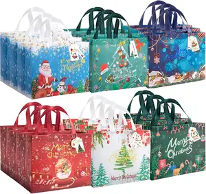 Custom non woven gift bags alegre sublimação Natal eco doce cookie gift carton ofício saco logotipo presente crianças em massa reutilizável