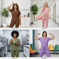 Ensembles d'uniformes médicaux confortables VIAOLI 2026 style jogger à col en V, tenues de travail médicales personnalisées pour hôpitaux et cliniques