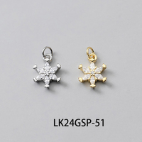 Pendentif fleur étoile en zirconium plaqué or S925 avec boucle pour collier, bracelet et boucles d'oreilles pour la fabrication de bijoux.