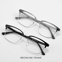 Gafas de Miopía de Montura Grande 8907DD para Hombre, Gafas de Gran Tamaño con Montura Cuadrada de Línea Superior, Diseño Semi-Sin Montura, Lentes AC Anchas