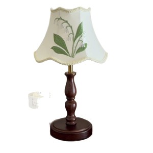 Lámpara de mesa vintage con bordado de lirios del valle, luz LED E27 con interruptor, lámpara de noche para dormitorio - Product Image 5