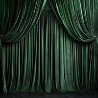Cortinas de Terciopelo Holandés de Lujo en Verde Oliva para Escenarios de Eventos, Telón de Fondo Verde Esmeralda para Bodas, 5*16 Pies