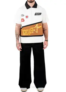 Camiseta Polo de fútbol vintage con media cremallera estampada de algodón y poliéster de alta calidad y logotipo personalizado para hombre