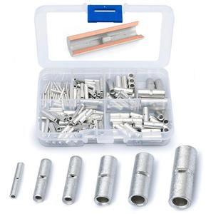 100 pcs không cách điện Butt kết nối Kit - Butt Splice kết nối-uninsulated uốn dây kết nối-24-8 AWG - Product Image 1