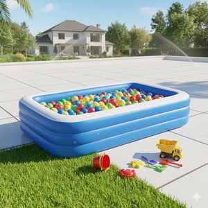 Piscina Inflable de PVC Transparente Azul y Blanca de Tres Niveles, Duradera y de Alta Calidad, para Niños y Adultos, Venta al Por Mayor de Fábrica - Product Image 1