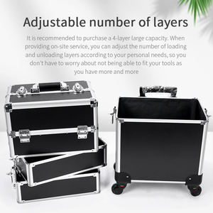 Professional Multi-Layer Aluminum Makeup Storage Case With Wheels Portable Durable Beauty Cosmetic Organizer For Salon Use - Product Image 2
