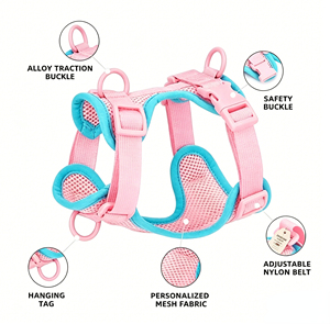 Arnés de Lujo para Perro a Prueba de Explosiones, Transpirable, de Malla Suave y Cómoda, Ajustable, de Cuero y Nylon, Correa Deportiva para Pecho de Mascota para Paseos al Aire Libre - Product Image 2