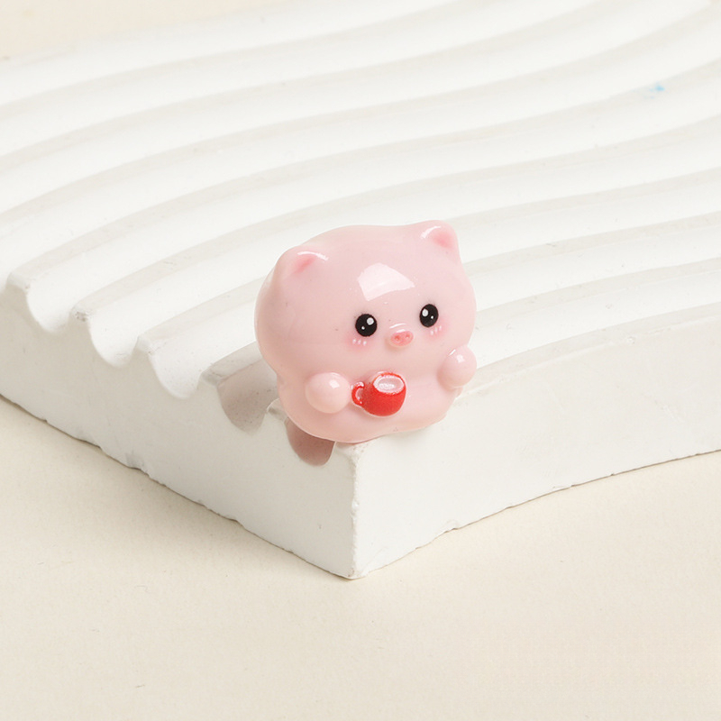 colorful Tea-drinking little pink pig