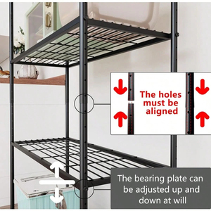 Étagères réglables en fil d'acier, présentoir métallique polyvalent sur pied pour cuisine, <span class=keywords><strong>garage</strong></span>, placard - Étagères empilables - Product Image 5