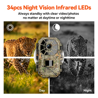 Caméra de sécurité extérieure étanche avec détection de mouvement d'animaux, vision nocturne PIR, déclenchement en 0,2 s