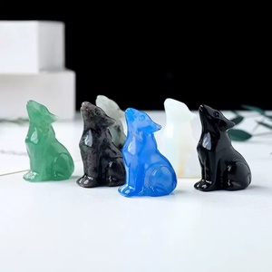 Cristallo Naturale Curativo da 2 Pollici con Incisione Animale e Stampa UV a Tema Amore, Lupo per Decorazione Casa - Product Image 1