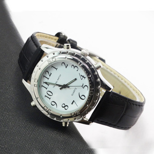 Montre parlante personnes malvoyantes Quartz cuir de luxe hommes femmes acier inoxydable anglais parlant montre pour les personnes aveugles - Product Image 4