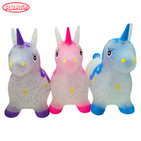 Nuevo Caballo Inflable de Juguete con Lentejuelas de Colores Transparentes, Caballo Saltador Unicornio, para Niños, Caballo de Cuero Grueso para Montar