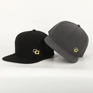 BSCI Oem Custom Mens 5 Panel Laser Cut Hole Snap Back Gorras,Hip Hop Flat Bill Cap,Sports 3D Embroidery Logo Snapback Hat