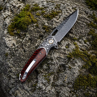 Nouveau couteau pliant tactique en laiton Damas, couteau de poche avec manche en bois de serpent, pour camping, bushcraft, chasse, utilitaire DM051