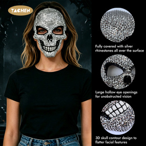 Masque de mascarade YACHEN en strass brillants, motif tête de lapin, pour Halloween, cosplay, fêtes, vente en gros pour carnaval et costumes d'Halloween - Product Image 3