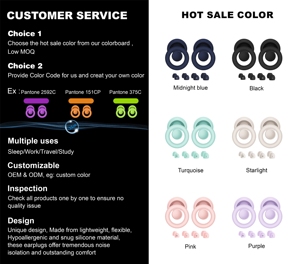 Custom Logo Safety Motorcycle Earplug Hearing Protection Noise Cancelling Soundproof Silicone Ear <b>Plugs</b> for Sleep - Product Image 4