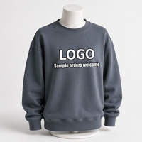 Sweat-shirt à col rond doublé polaire premium et confortable, 345 g/m², avec logo personnalisé imprimé, épaules tombantes, couleur unie, hiver, pour homme