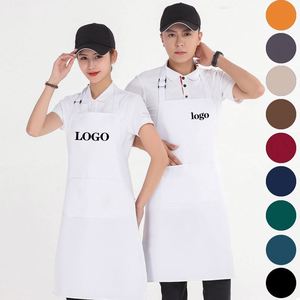 Delantal de algodón con logotipo personalizado para hombre y mujer, negro, blanco, rosa, para restaurante, barbacoa, cocinero, ropa de cocina con bolsillo - Product Image 1