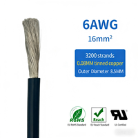 Cable de Silicona UL3512 6 AWG 16mm² Flexible de Cobre Estañado para Baterías 1000V 200C, Conexión para Carros de Golf, Vehículos Eléctricos y Almacenamiento de Energía