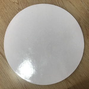 White <b>Cake</b> Base <b>Board</b> with Die Cut Edge Gold Foil Print Handle for Food Use - Product Image 1