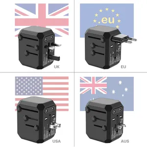 Travel Plug Adapters 4 USB Universal Travel Adaptor Electrical Adapter With Type C PD 20W Fast Charger Travel Power Adapter